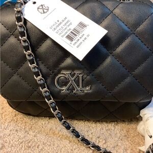 CXL by Christian Lacroix Quilted Black Crossbody Bag with Chain Strap